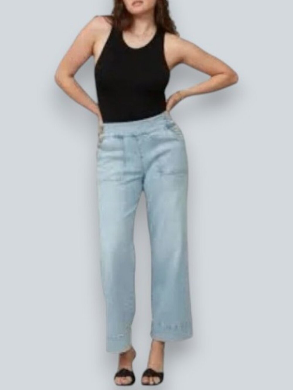 Gardeur high waist wide leg cropped jeans light wash women's size 6